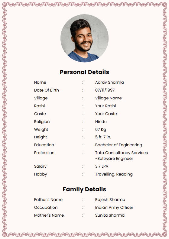 Christian Bride Biodata Detailed: a marriage biodata format (For Bride (Girl), Christian, Detailed Two-Page)