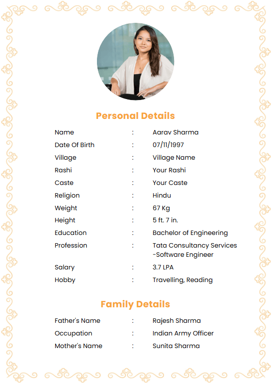 Christian Groom Biodata Detailed: a marriage biodata format (For Groom (Boy), Christian, Detailed Two-Page)