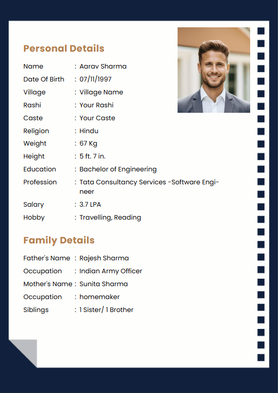 Tamil Bride Marriage Biodata: a marriage biodata format (For Bride (Girl), Tamil, Simple One-Page)